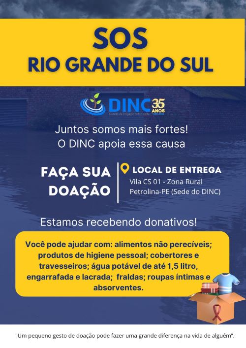 Distrito de Irrigação Nilo Coelho (DINC) recebe Doações em Apoio às Vítimas dos Temporais no estado do Rio Grande do Sul (RS)