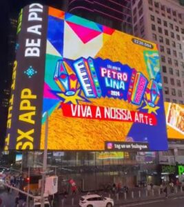 São João de Petrolina é apresentado em telão da Times Square, em Nova Iorque