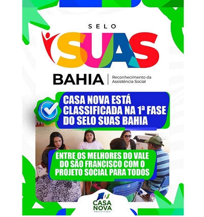 Casa Nova é destaque na 1ª Fase do Selo SUAS Bahia como referência em assistência social no Vale do São Francisco