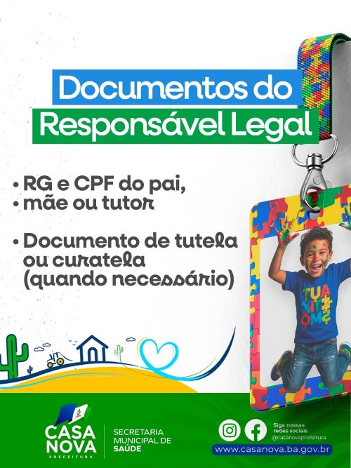 Prefeitura de Casa Nova orienta famílias sobre emissão da Carteira de Identificação do Autista