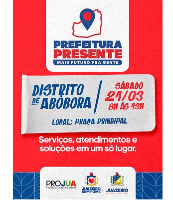 Prefeitura Presente leva serviços de assistência social e garantia de direitos ao distrito de Abóbora neste sábado (21)
