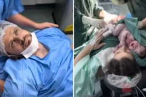 Pai desmaia ao ver filha nascer em SC, diverte equipe e vídeo viraliza nas redes sociais