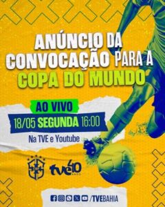 TVE exibe ao vivo a convocação da Seleção para a Copa