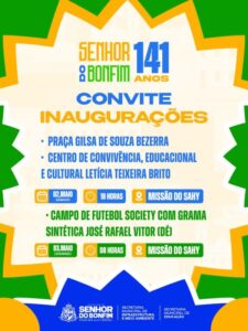141 anos de Senhor do Bonfim: Prefeitura entrega Praça, Centro de Convivência e Campo Society em Missão do Sahy neste fim de semana