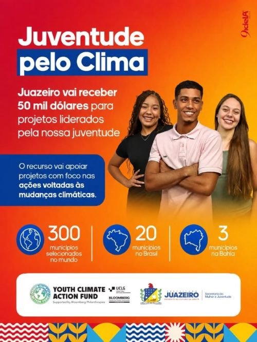 Juazeiro é selecionada para programa internacional e receberá US$ 50 mil dólares para projetos climáticos liderados pela juventude