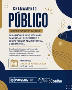 Fundação Nilo Coelho realiza Chamamento Público para a Philarmônica e Camerata 21 de Setembro, em Petrolina