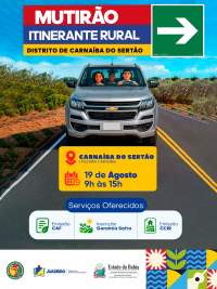 Mutirão Itinerante da Rural chega a Carnaíba do Sertão com serviços do Garantia-Safra, CAF e CCIR/INCRA