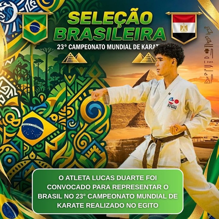 Juazeirense Lucas Duarte é convocado para a Seleção Brasileira e vai disputar o mundial de Karatê no Egito