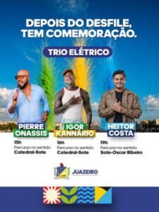Confira a ordem das atrações do 7 de Setembro em Juazeiro; festa terá dois trios elétricos