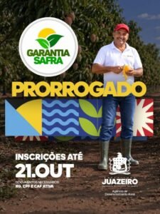Prazo para inscrição no programa Garantia- Safra é prorrogado até o dia 21 de outubro